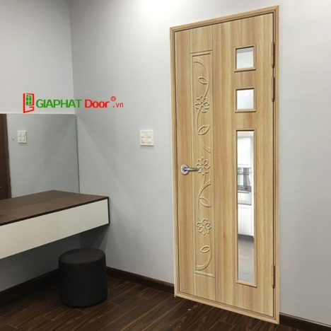 Mẫu Cửa Nhựa Hàn Quốc Phủ Vân Gỗ có Ô Kính giá chỉ từ 3.200.000vnd/bộ