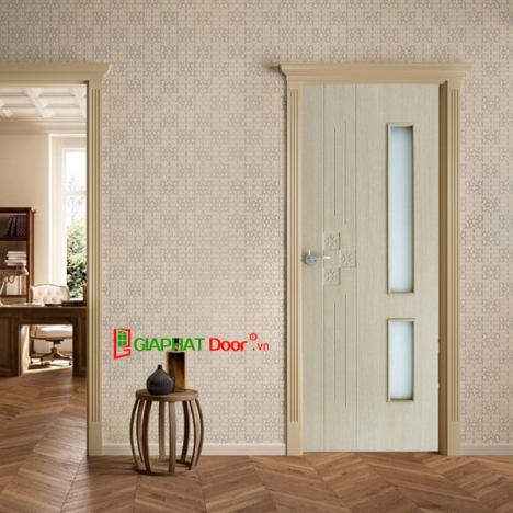 Mẫu Cửa Nhựa Hàn Quốc Phủ Vân Gỗ có Ô Kính giá chỉ từ 3.200.000vnd/bộ