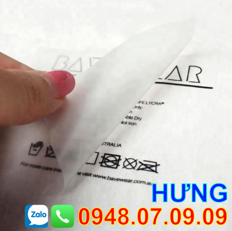 Nhãn ép nhiệt quần áo thể thao, quần áo thời trang (Toàn Quốc)