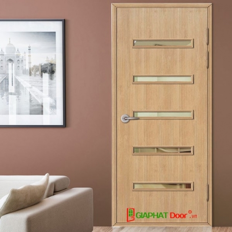 Mẫu Cửa Nhựa Hàn Quốc Phủ Vân Gỗ có Ô Kính giá chỉ từ 3.200.000vnd/bộ