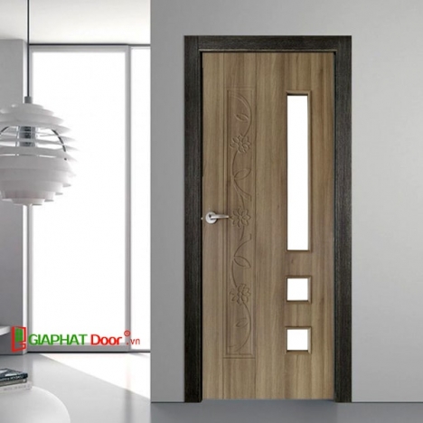 Mẫu Cửa Nhựa Hàn Quốc Phủ Vân Gỗ có Ô Kính giá chỉ từ 3.200.000vnd/bộ