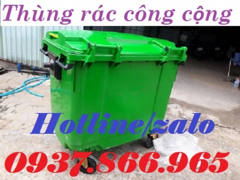 Thùng rác 660l có bánh xe, xe thu gom rác thải, thùng rác gom rác công cộng