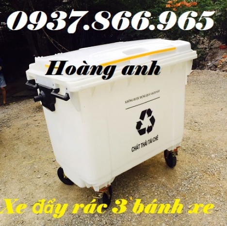 Thùng rác 660l có bánh xe, xe thu gom rác thải, thùng rác gom rác công cộng