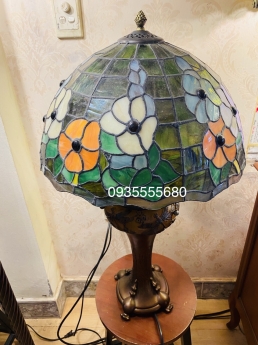 Giao lưu đèn bàn hai thân hoa dơn xanh vàng