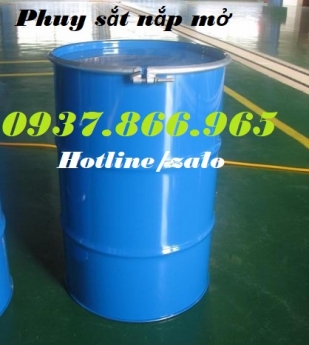 Thùng phuy kín, phuy sắt 220l nắp mở hoàn toàn, giá phuy sắt 220l tại hà nội, phuy sắt cũ