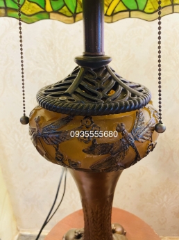 Giao lưu đèn bàn hai thân hoa dơn xanh vàng