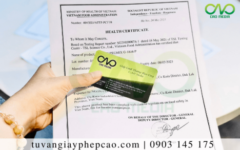 Giấy chứng nhận y tế sản phẩm bánh pizza (Health Certificate)