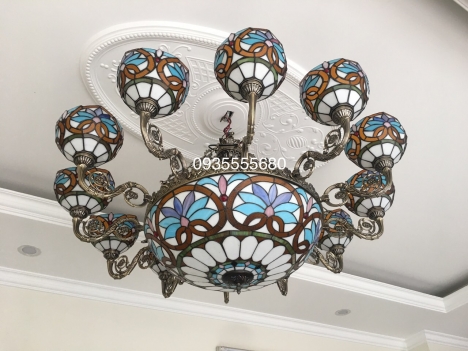 Giao lưu bộ chùm tiffany hoa sen tây 12 tay