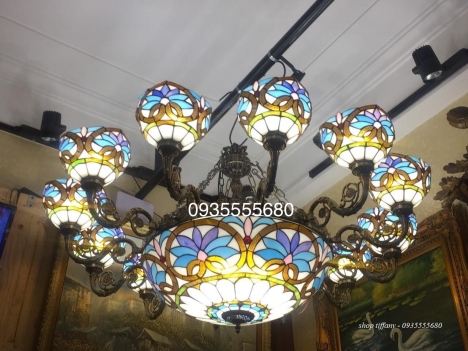 Giao lưu bộ chùm tiffany hoa sen tây 12 tay