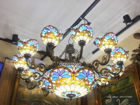 Giao lưu bộ chùm tiffany hoa sen tây 12 tay