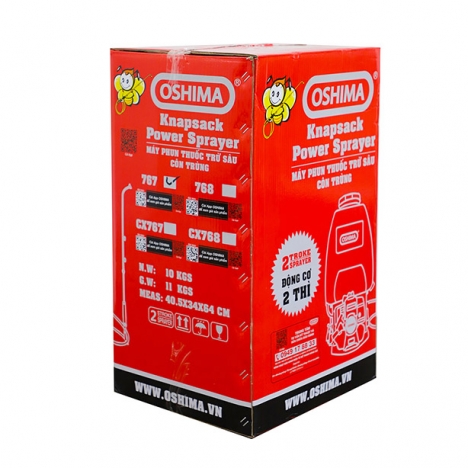 Bình đeo lưng Oshima 767 đỏ phun xịt tưới cây, phun xịt thuốc trừ sâu