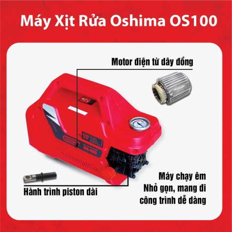 Máy xịt rửa Oshima OS-100 Máy rửa xe cao áp