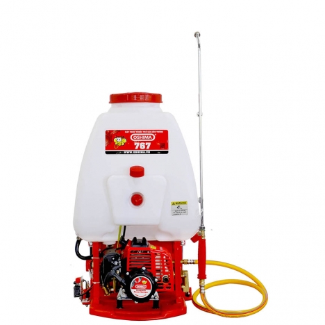 Bình đeo lưng Oshima 767 đỏ phun xịt tưới cây, phun xịt thuốc trừ sâu