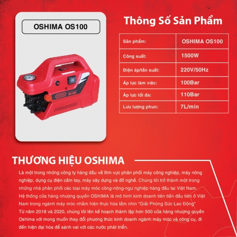 Máy xịt rửa Oshima OS-100 Máy rửa xe cao áp
