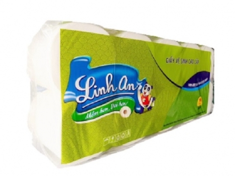Giấy vệ sinh cuộn nhỏ cao cấp Linh An, giấy vệ sinh 3 lớp
