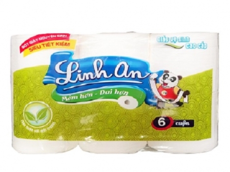 Giấy vệ sinh cuộn nhỏ cao cấp Linh An, giấy vệ sinh 3 lớp