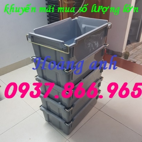 Hộp nhựa có quai sắt, thùng nhựa xếp chồng , khay nhựa đựng đồ cơ khí, khay A2