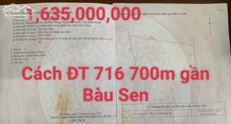 Đầu tư đất vườn hoà thắng cạnh đường ĐT 716 ra kdl bàu trắng chỉ 150tr/1000m2 Lh 0938677909 Hiền
