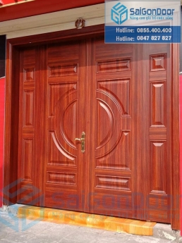 Cửa thép vân gỗ lắp cho phòng ngủ, cửa chính, ban công bền đẹp