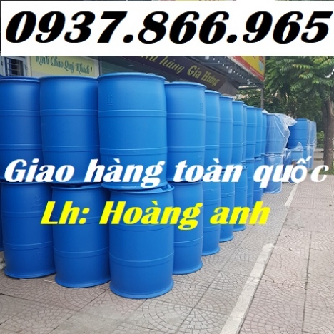 Thùng nhựa màu xanh, phuy nhựa 220l nắp mởra hoàn toàn, phuy nhựa 220l nắp kín, sản xuất phuy nhựa