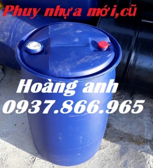 Thùng nhựa màu xanh, phuy nhựa 220l nắp mởra hoàn toàn, phuy nhựa 220l nắp kín, sản xuất phuy nhựa