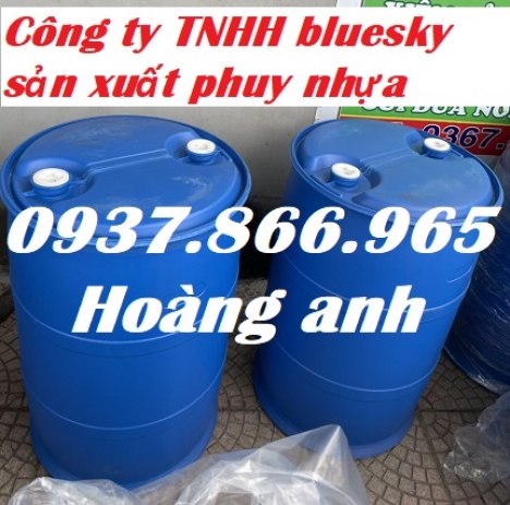 Thùng nhựa màu xanh, phuy nhựa 220l nắp mởra hoàn toàn, phuy nhựa 220l nắp kín, sản xuất phuy nhựa