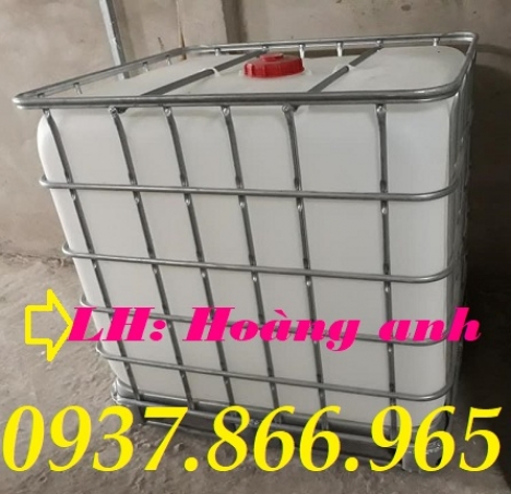 Bồn IBC, tank nhựa, tank nhựa 1 khối đựng hóa chất, tank 1000l màu trắng