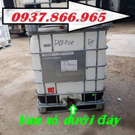 Bồn IBC, tank nhựa, tank nhựa 1 khối đựng hóa chất, tank 1000l màu trắng