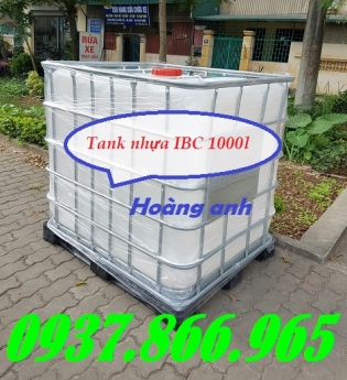 Bồn IBC, tank nhựa, tank nhựa 1 khối đựng hóa chất, tank 1000l màu trắng
