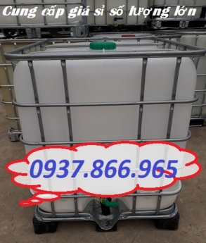 Bồn IBC, tank nhựa, tank nhựa 1 khối đựng hóa chất, tank 1000l màu trắng