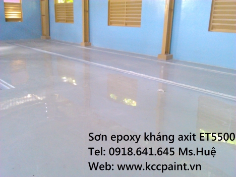 sơn nền EPOXY kcc kháng axit tự phẳng màu RAL 7035