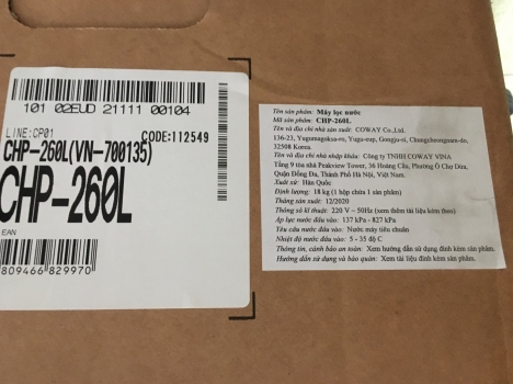Pass máy lọc nước Coway vừa mua 16/10/2021