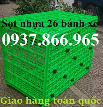 Sọt nhựa có bánh xe dùng trong xí nghiệp may, thùng nhựa rỗng dùng ship hàng