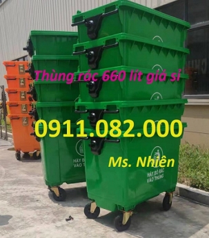 Thùng rác giá rẻ tại an giang - Cung cấp thùng rác nhựa 120L 240L 660L- lh 0911082000