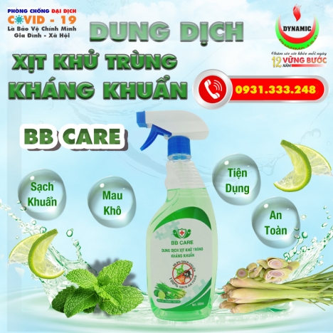 Dung dịch xịt khử trùng kháng khuẩn BB Care - diệt 99,9% vi khuẩn