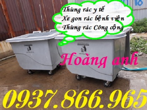 Giá thùng rác 660l có bánh xe, thùng rác công cộng, thùng rác tại trường học, xe đẩy rác nhựa