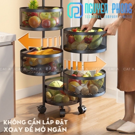 Kệ sắt tròn đa năng xoay 360 độ, kệ nhà bếp, kệ xoay đa năng sơn tĩnh điện bền bỉ, thiết kế hiện đại