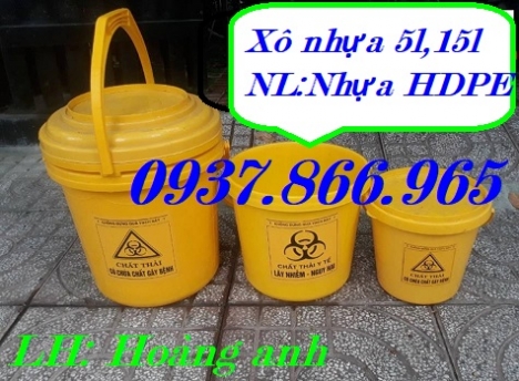 Xô nhựa y tế có quai xách, xô nhựa đựng bông gạc y tế, xô nhựa đựng kim tiêm