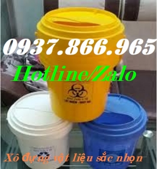 Xô nhựa y tế có quai xách, xô nhựa đựng bông gạc y tế, xô nhựa đựng kim tiêm