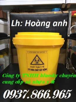Xô nhựa y tế có quai xách, xô nhựa đựng bông gạc y tế, xô nhựa đựng kim tiêm