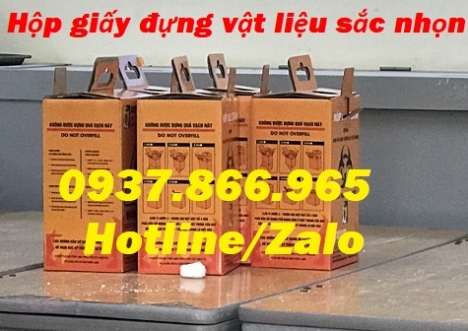 Hộp nhựa giấy đựng vật liệu sắc nhọn, thùng rác y tế bằng giấy, hộp giấy đựng kim tiêm y tế