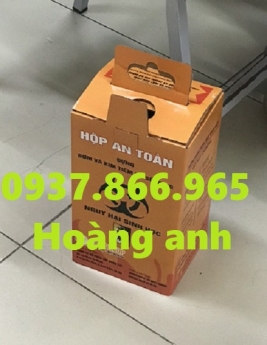 Hộp nhựa giấy đựng vật liệu sắc nhọn, thùng rác y tế bằng giấy, hộp giấy đựng kim tiêm y tế