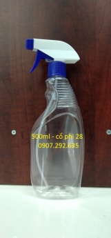 gia công chai nhựa 500ml vòi xanh  đậm cổ phi 28 hàng new 100%