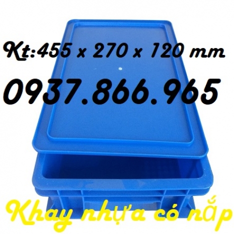 Giá khay nhựa b2 có nắp dùng trong cônghiệp, thùng nhựa đặc, khay nhựa công nghiệp