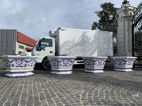 Chậu hoa chậu cảnh chậu hoa dán miễng , ghép sành sứ chậu to