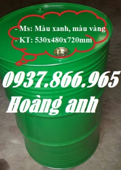 Phuy sắt cũ đựng dầu, thùng phuy mới, phuy cũ 220l nắp kín