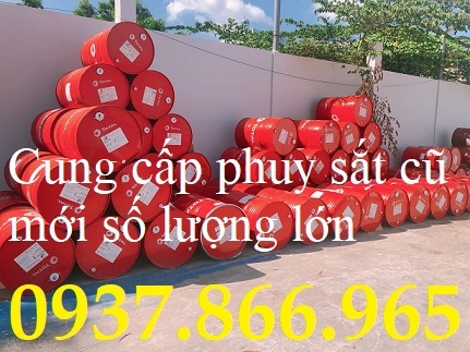 Phuy sắt cũ đựng dầu, thùng phuy mới, phuy cũ 220l nắp kín