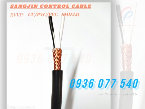 Cáp Sangjin - Cáp điều khiển có lưới chống nhiễu 2C x 0.5 MM2 - RVVP