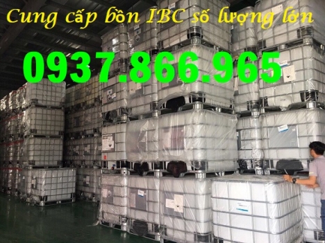Bồn nhựa màu trắng đựng hóa chất, tank nhựa IBC 1000l