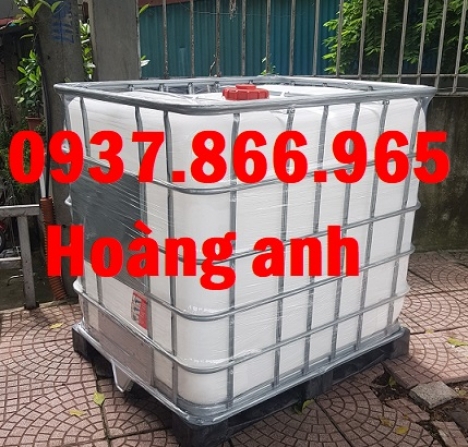 Bồn nhựa màu trắng đựng hóa chất, tank nhựa IBC 1000l